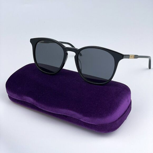 NEW Gucci GG1157S 001 Black Grey Round Unisex Sunglasses - Picture 2 of 15